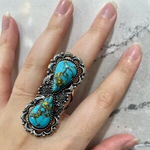 Huge Blue Marble Statement Ring